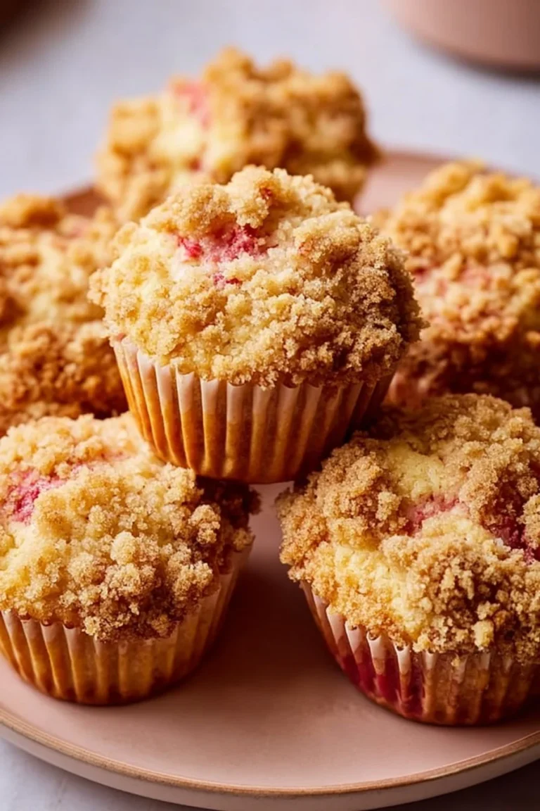 Delicious vegan gluten-free rhubarb muffins on a cooling rack.