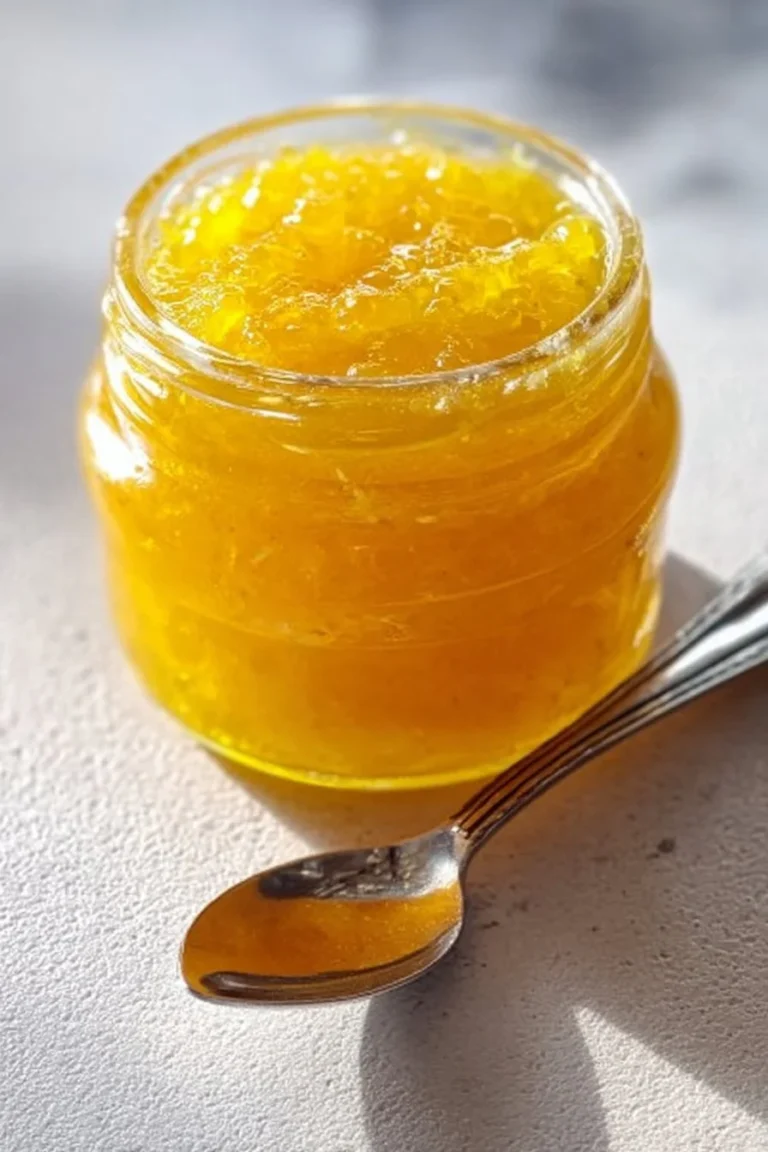 Jar of homemade Italian lemon jam with fresh lemons