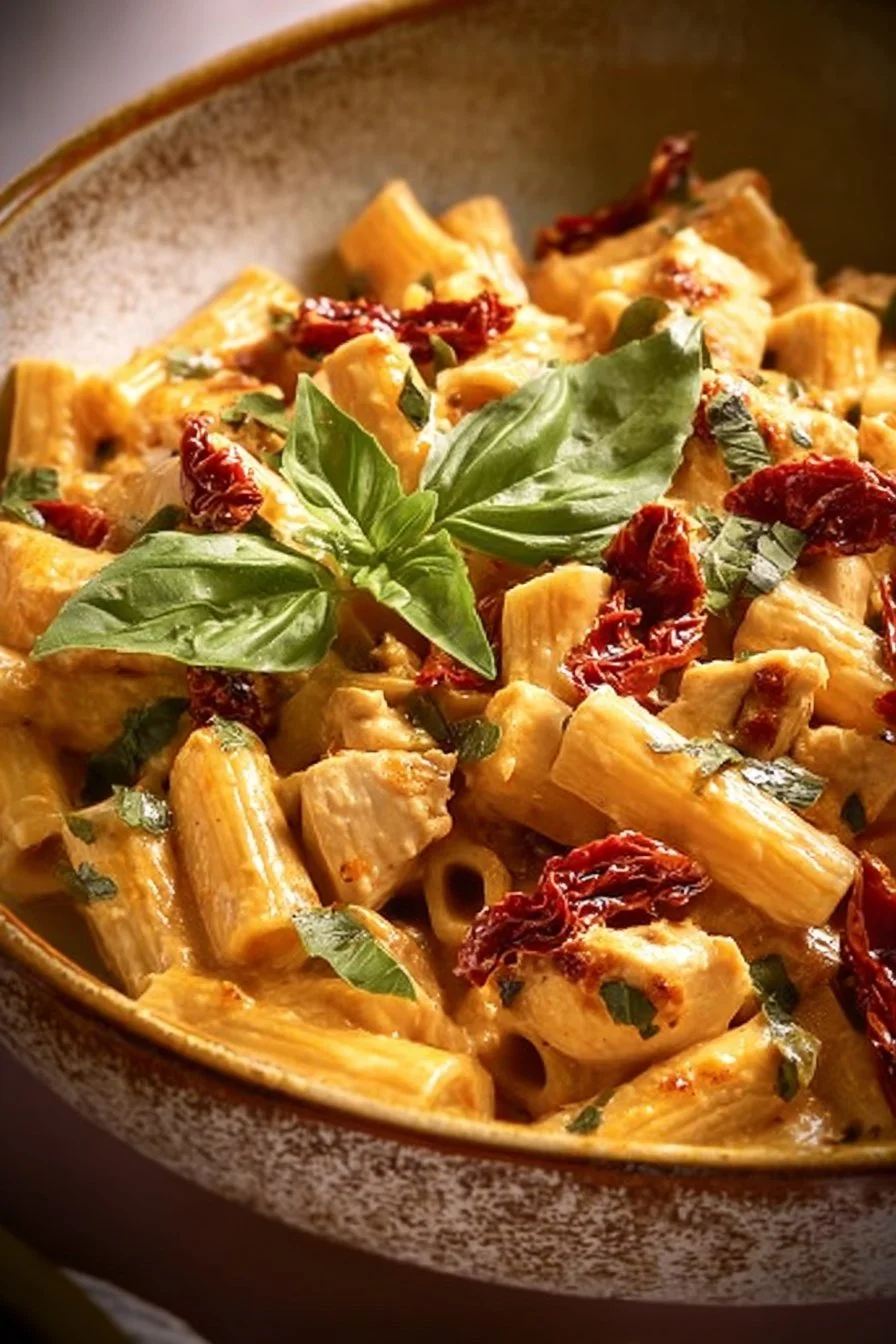 Delicious Italian One-Pot Marry Me Pasta garnished with fresh herbs.