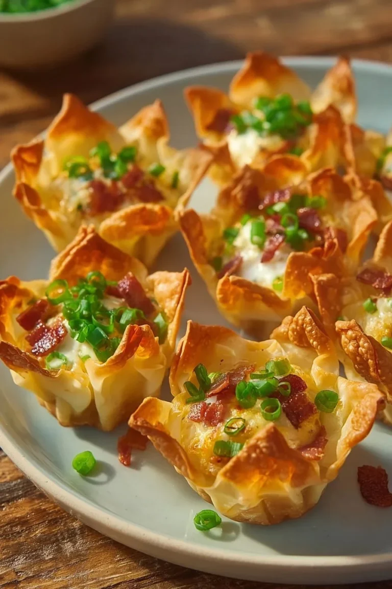 Jalapeno Popper Wonton Cups served on a platter, garnished with herbs.