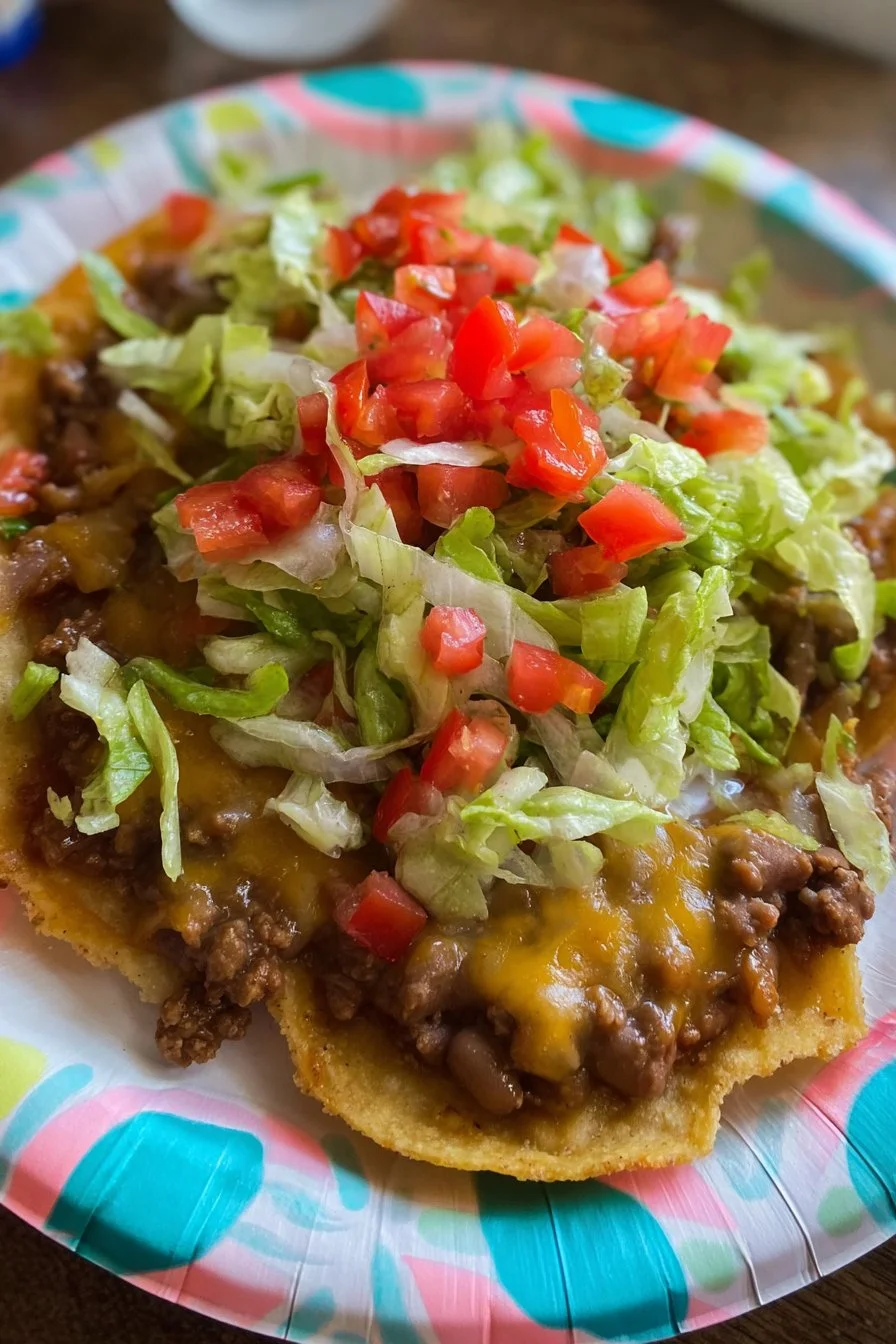 Delicious Navajo Tacos with New Mexico Green Chile, garnished and ready to serve.