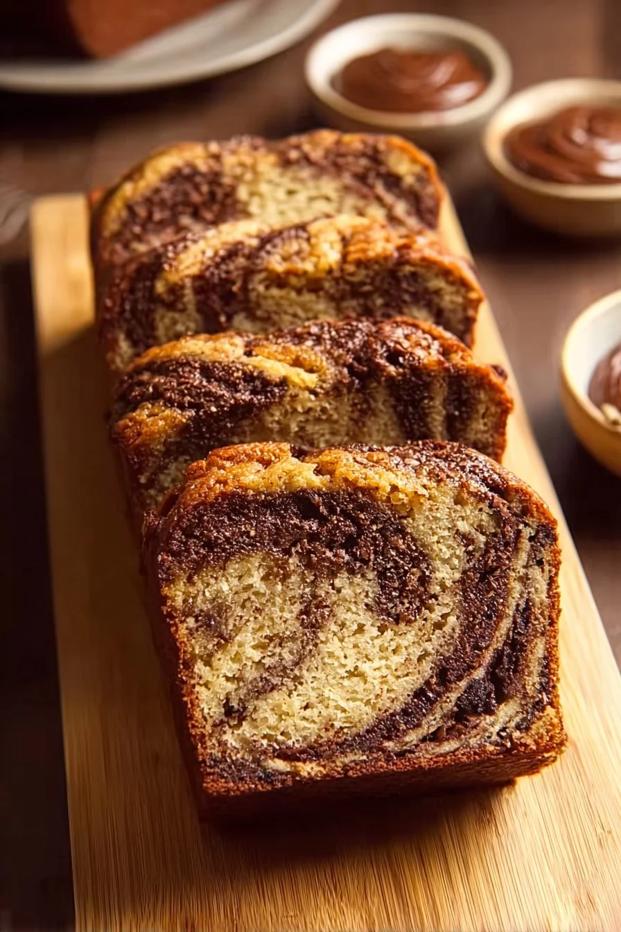 Nutella Swirled Banana Bread fresh out of the oven