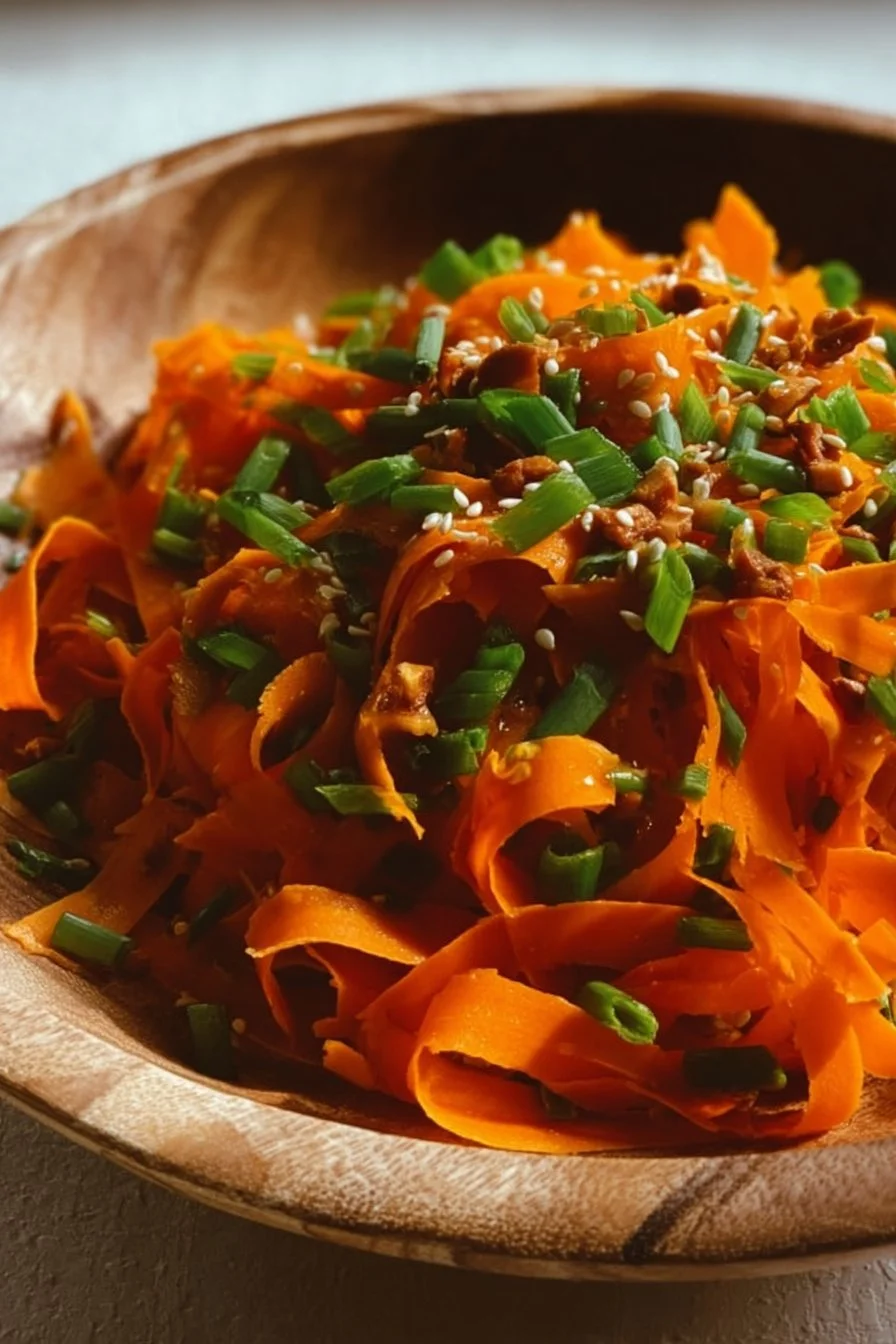 Nutty carrot salad with crunchy nuts and fresh carrots in a colorful bowl.