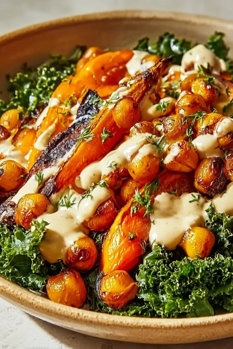 One-Pan Roasted Carrot and Chickpea Bowl with vibrant colors and healthy ingredients