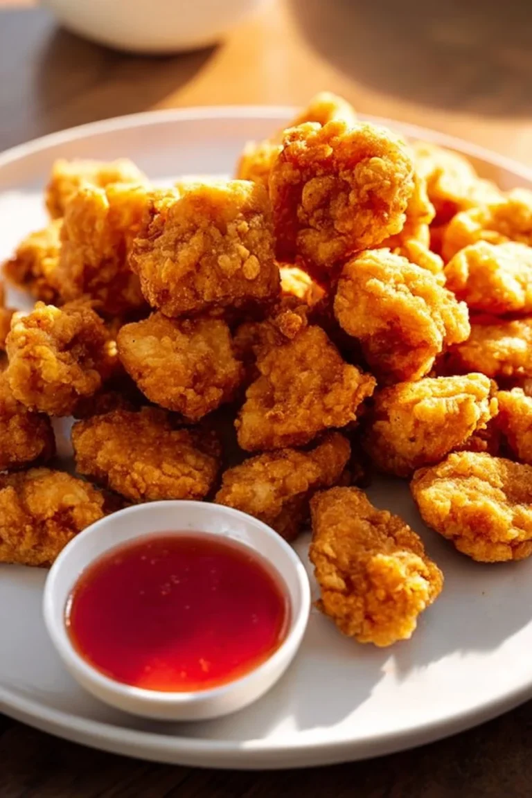 Crispy popcorn chicken meal served with dipping sauce