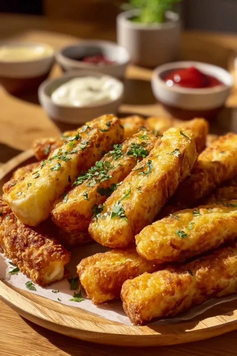 Crispy Potato Cheese Sticks served with dipping sauce