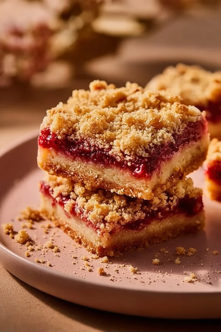 Delicious rhubarb crumble cheesecake bars with a golden crumble topping