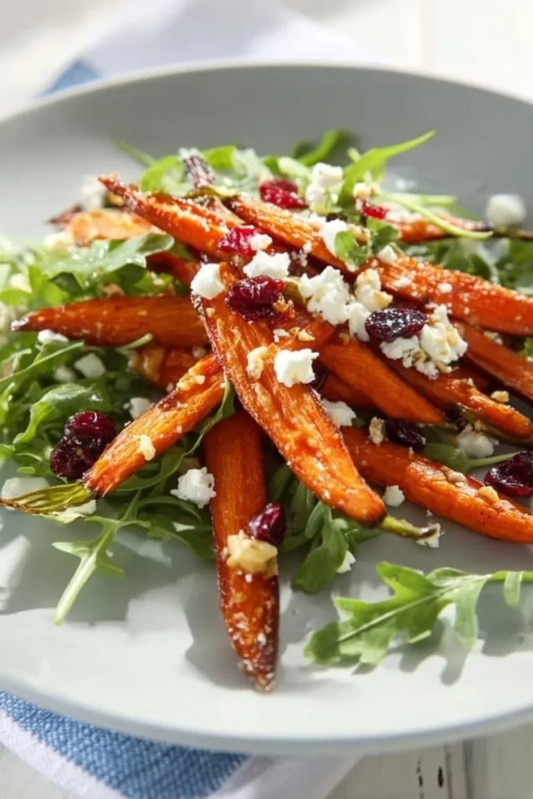 Delicious roasted carrot salad with vibrant colors and fresh ingredients.