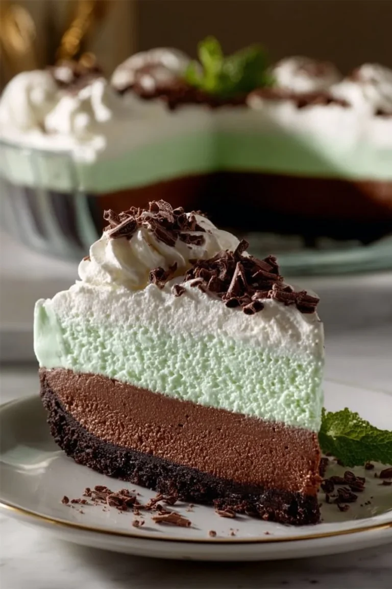 Delicious Shamrock Shake cheesecake with mint and creamy filling