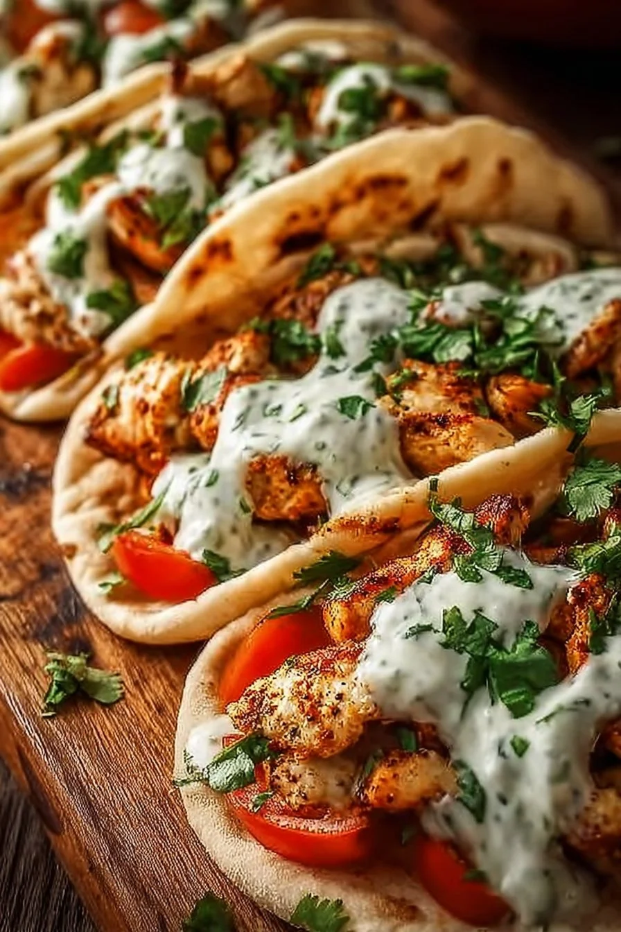 Sheet Pan Chicken Pitas with Herby Ranch served on a plate