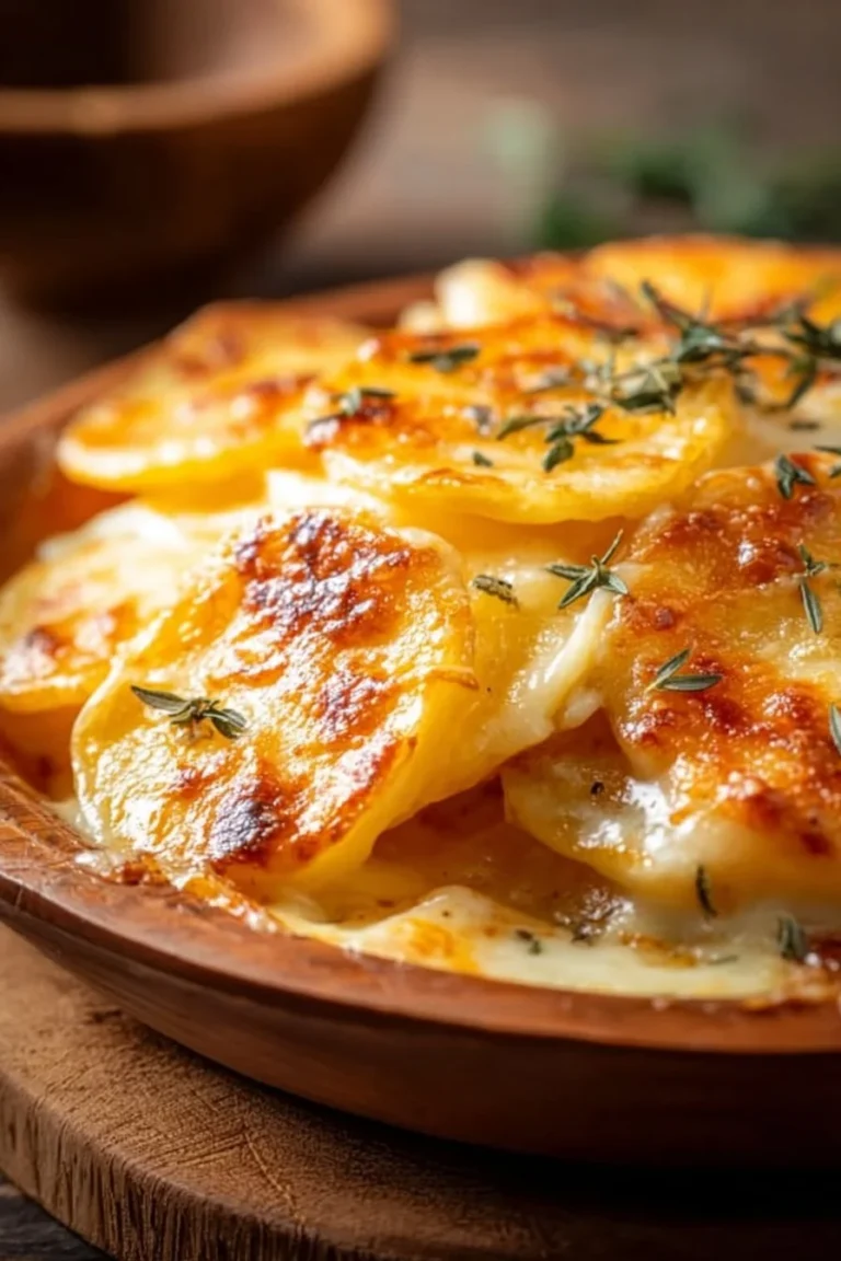 Delicious air fryer scalloped potatoes served in a bowl