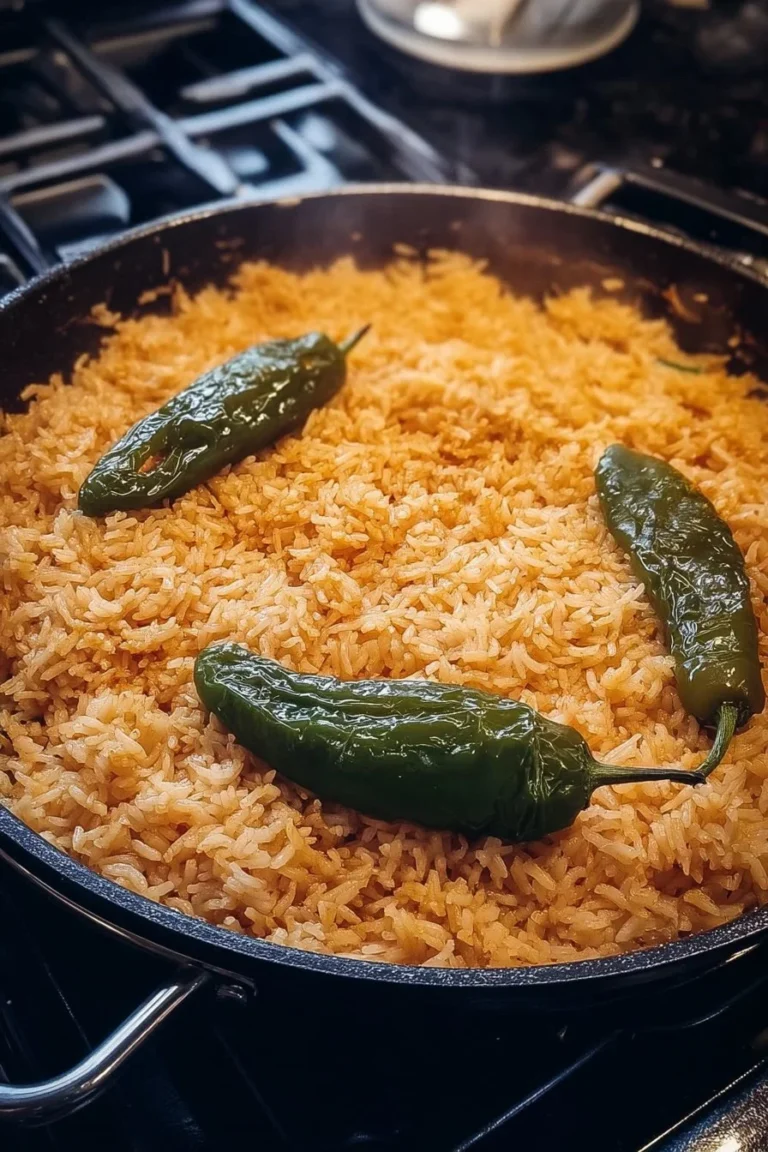 Delicious and colorful Spanish Rice with fresh ingredients in a bowl.