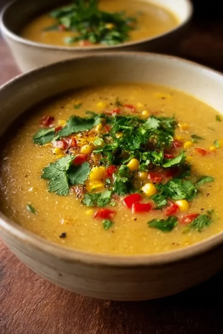 Bowl of spicy jalapeno corn chowder garnished with fresh cilantro