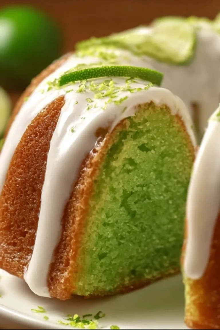 St. Patrick’s Day themed Key Lime Bundt Cake decorated with green icing.