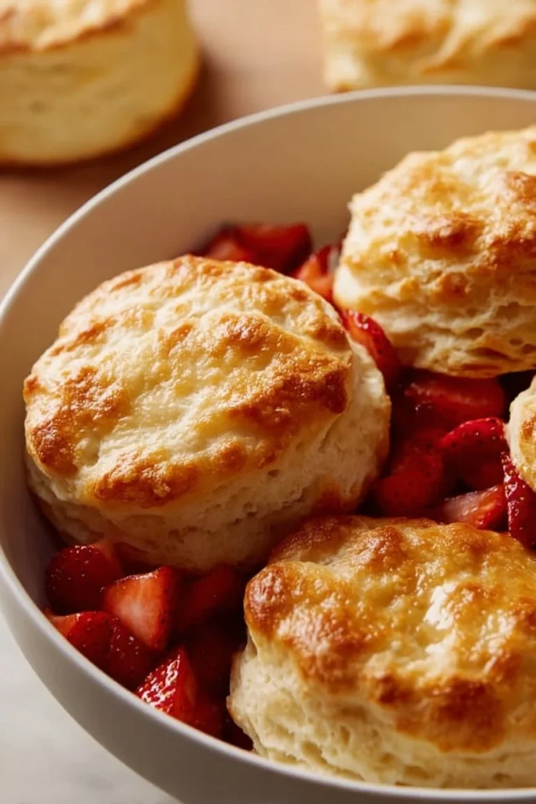 Delicious gluten-free strawberry shortcake topped with whipped cream