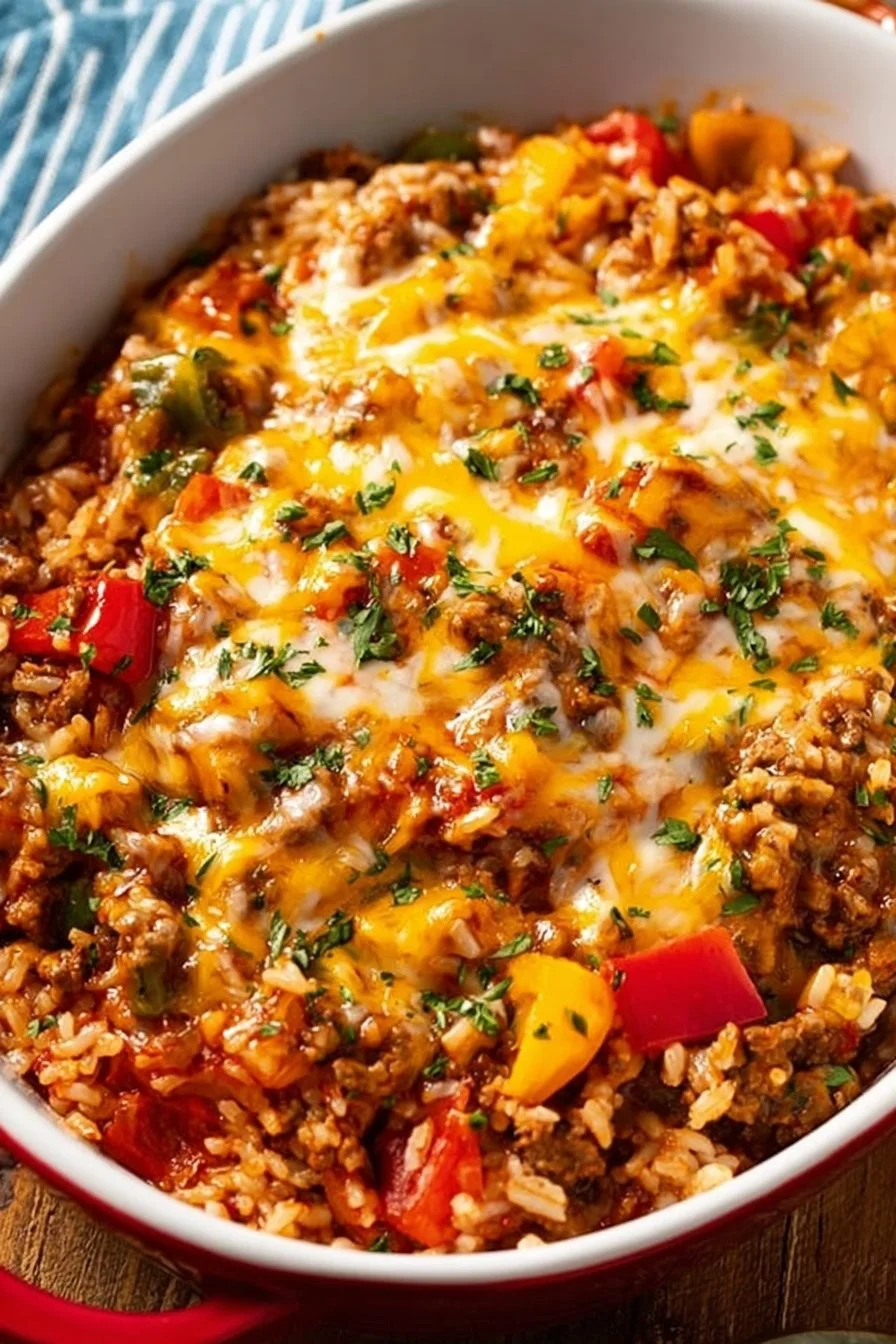 Delicious unstuffed peppers served in a bowl with fresh herbs