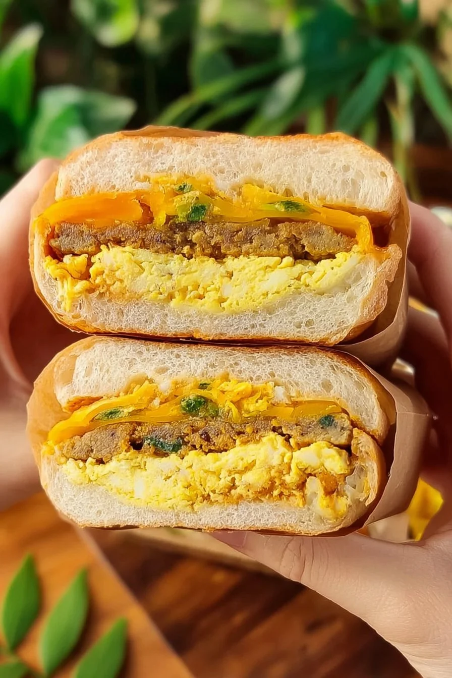 Delicious vegetarian breakfast sandwiches made with fresh ingredients.