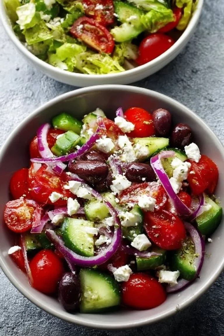Vibrant Mediterranean salad with fresh vegetables and herbs in a bowl