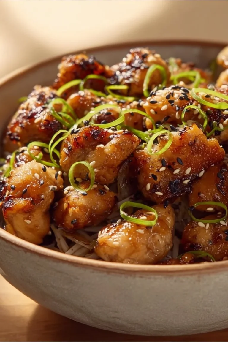Delicious yakitori-inspired salt and pepper chicken bites plated elegantly.