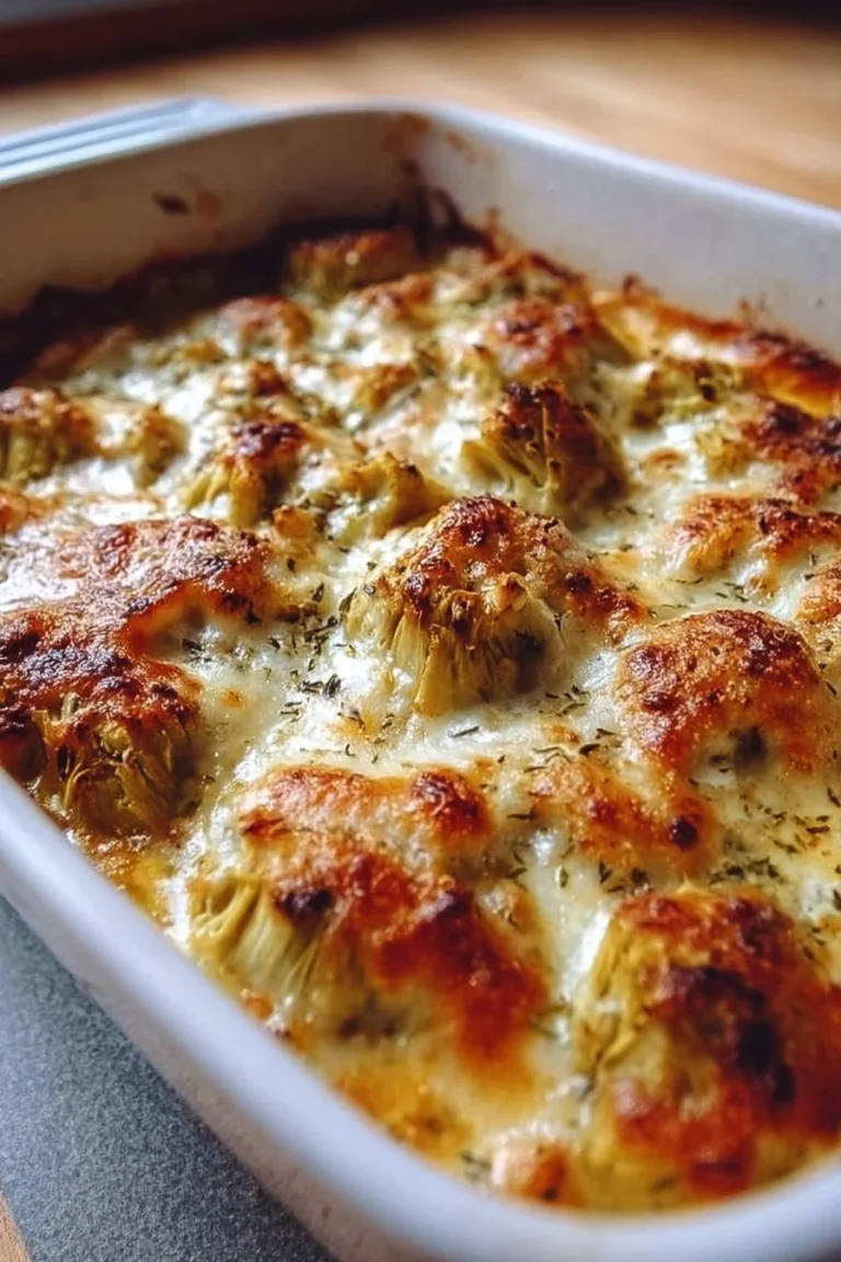 Delicious baked artichoke hearts topped with herbs and cheese