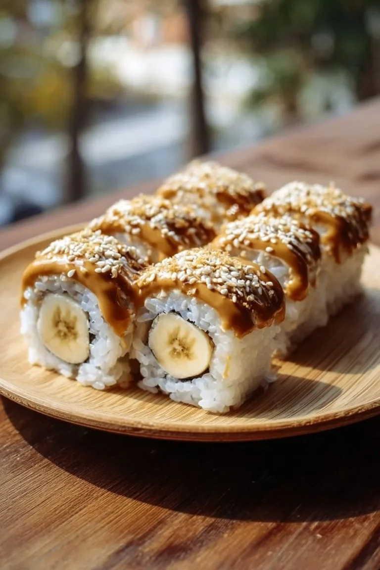 Delicious banana sushi rolls with colorful toppings and ingredients