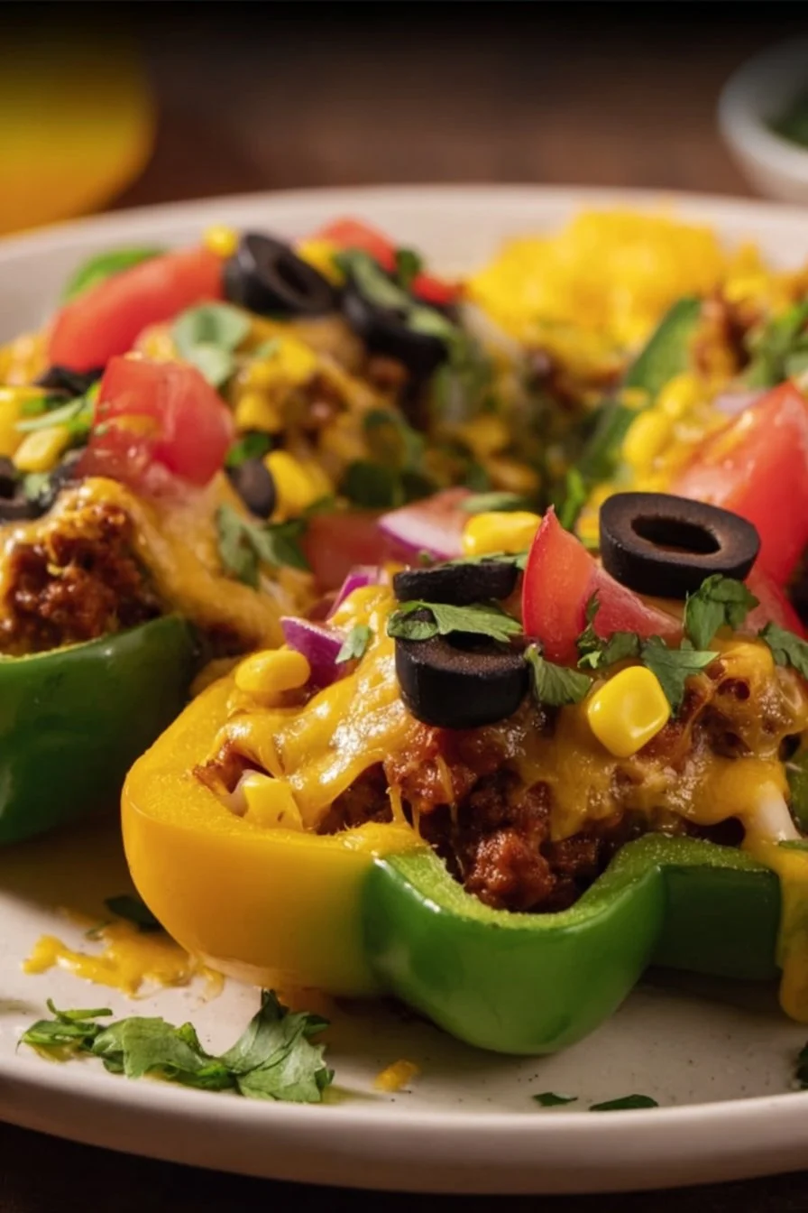 Delicious Bell Pepper Nachos topped with cheese, salsa, and jalapeños.