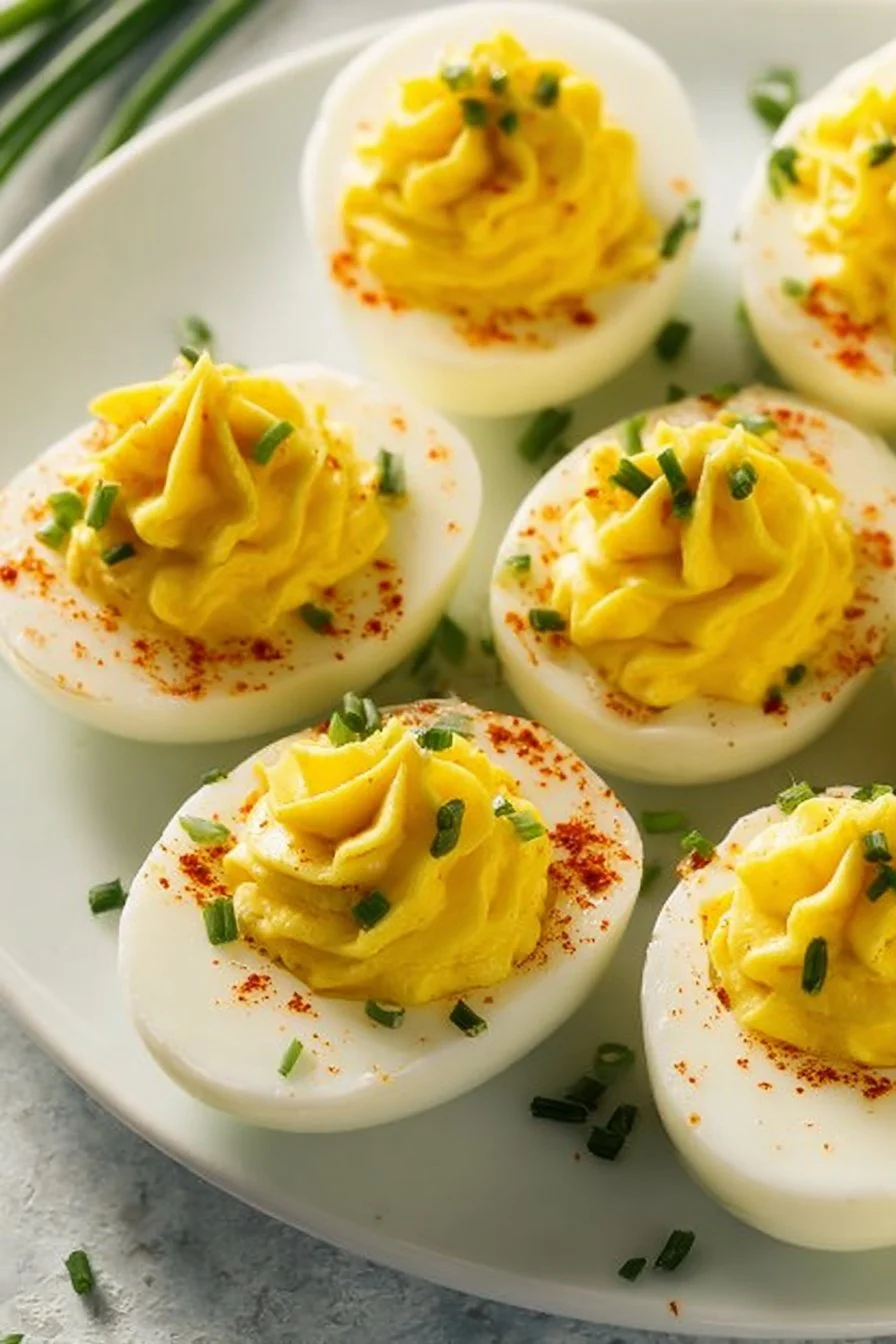 Deliciously prepared best deviled eggs on a serving platter