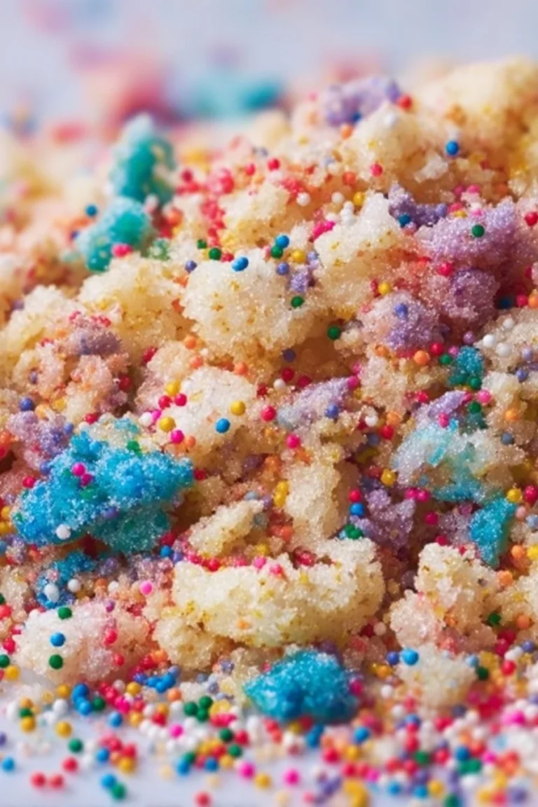 Colorful birthday cake crumbs topping for festive desserts