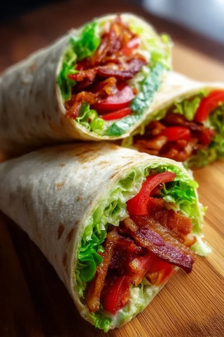 Delicious BLT wraps with bacon, lettuce, and tomato served on a plate