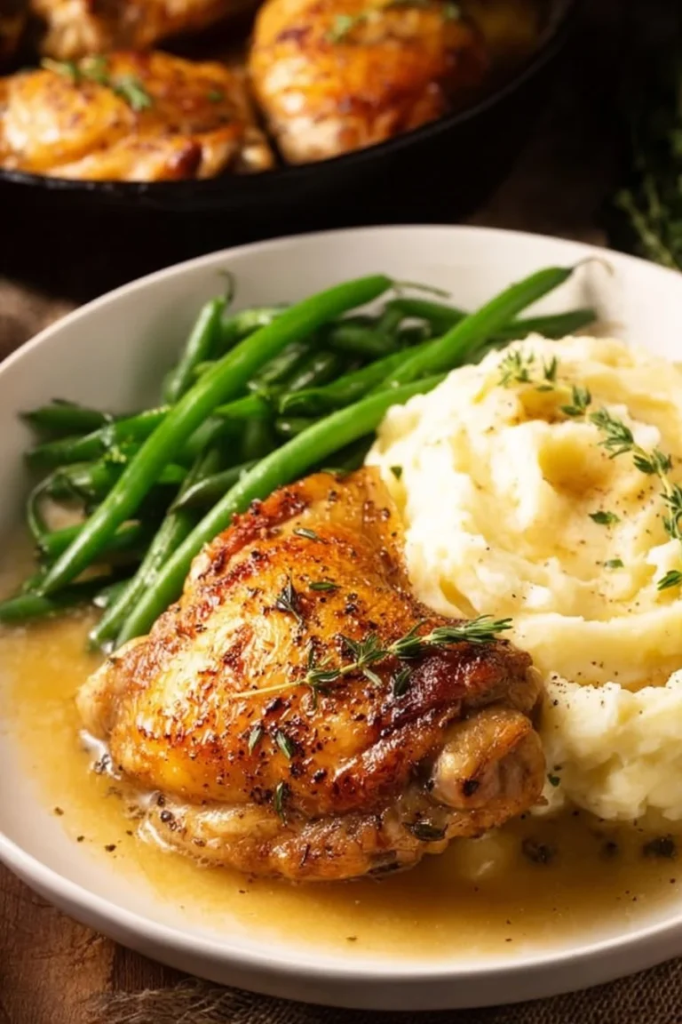 Bone in baked chicken thighs cooked to perfection