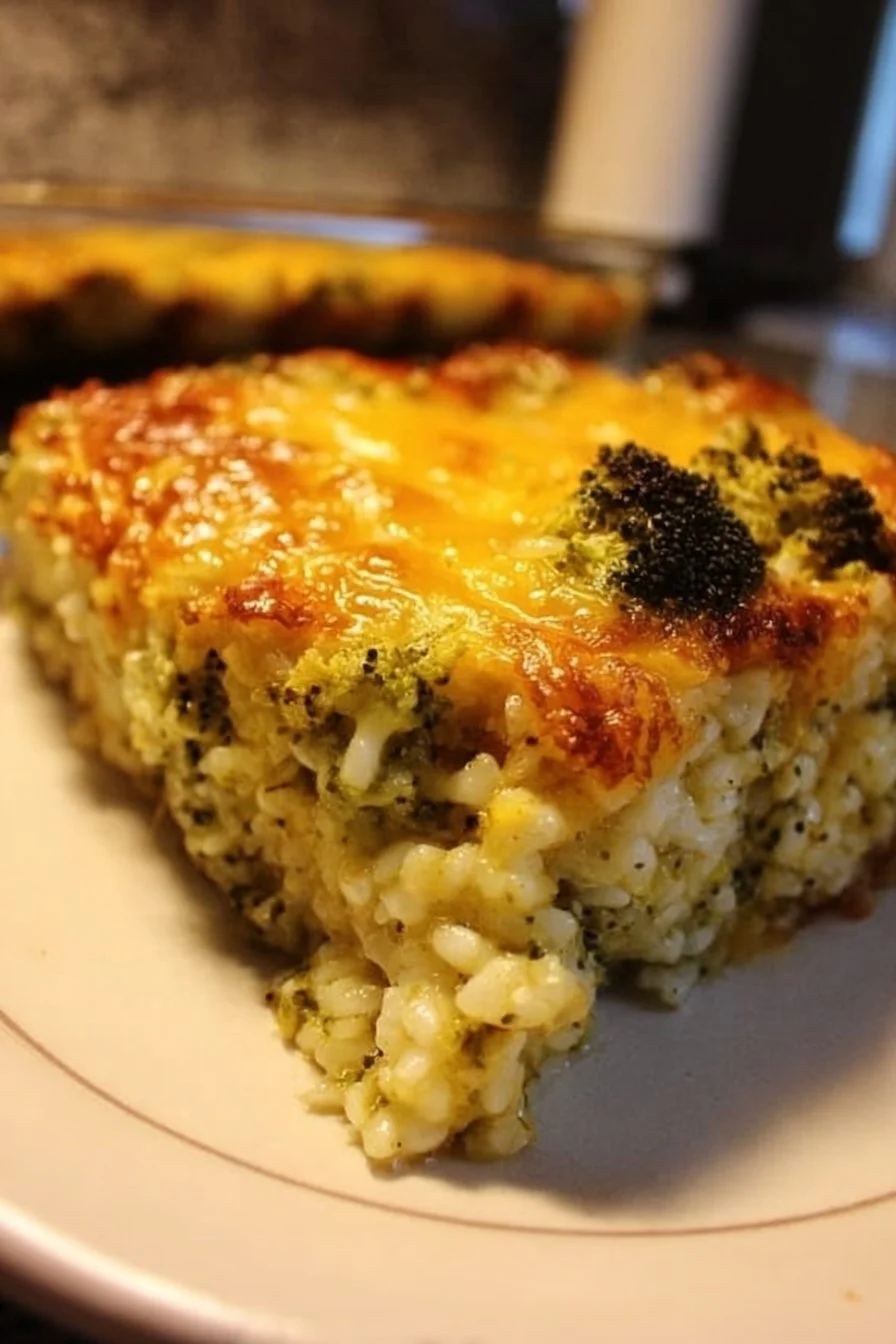 Delicious Broccoli Rice Casserole fresh out of the oven