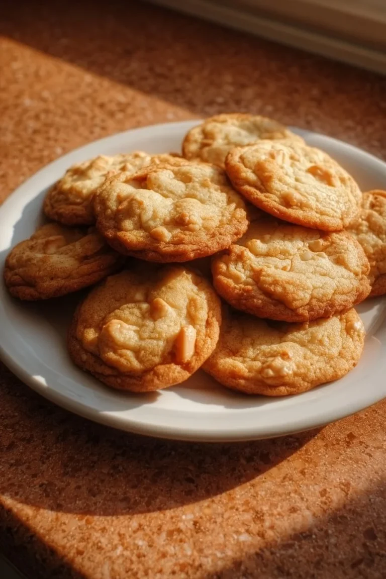 Freshly baked butter toffee cookies on a cooling rack