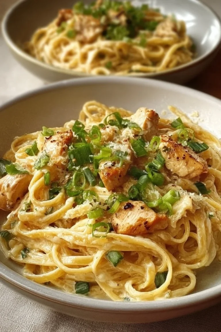 Plate of Cajun Alfredo Pasta with shrimp and spices