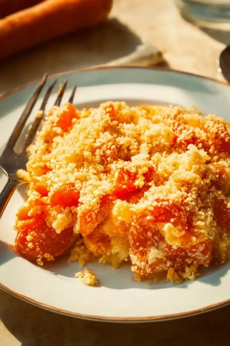 Delicious cheesy carrot casserole ready to be served