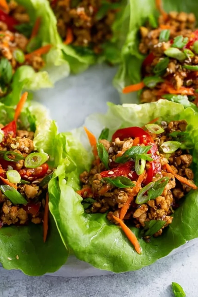 Delicious Chicken Lettuce Wraps served with fresh ingredients