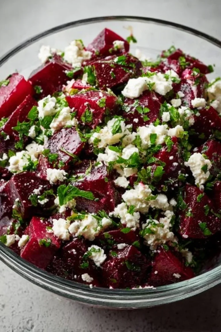 Chickpea Beet Feta Salad with fresh vegetables and creamy feta cheese