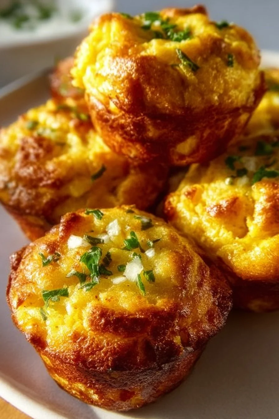 Deliciously baked cornbread poppers served with dipping sauce.
