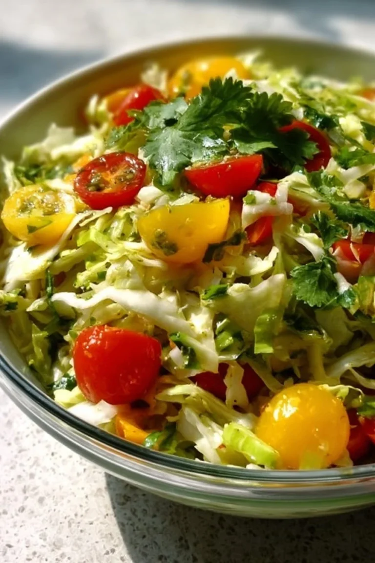Healthy Cowboy Cabbage Salad with vibrant vegetables and dressing