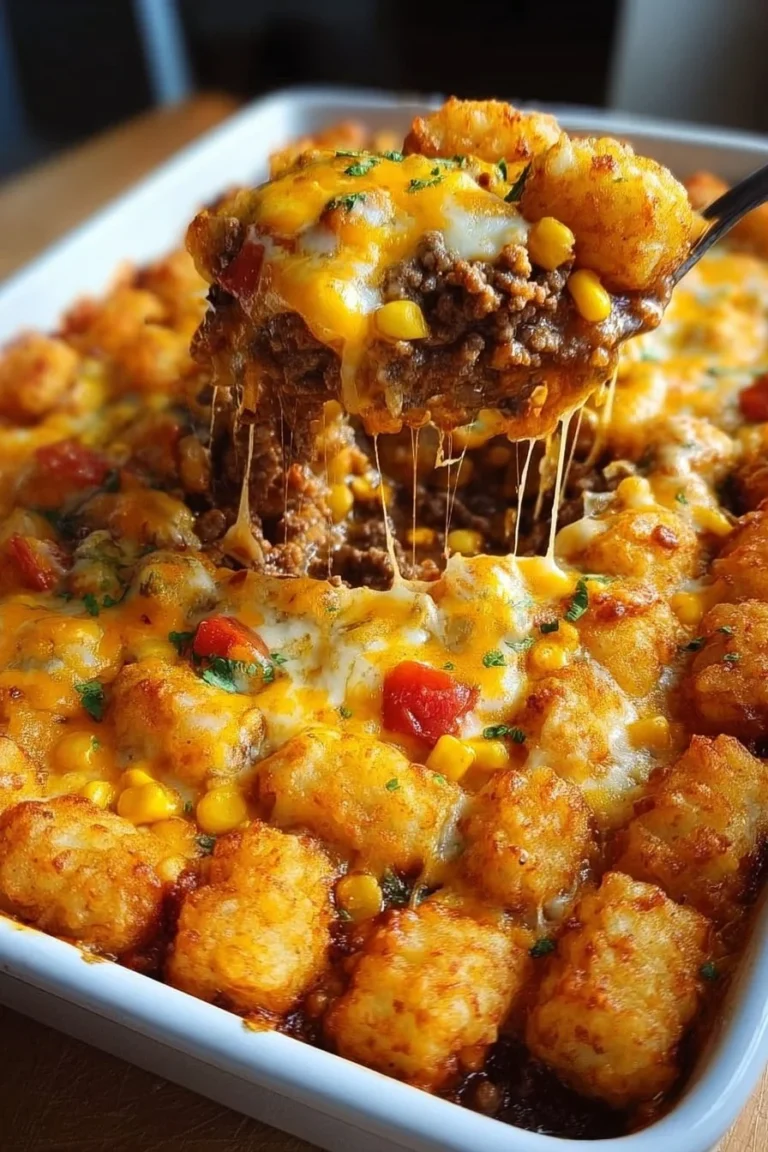 Delicious Cowboy Casserole featuring ground beef, beans, and cheese in a comforting bake.