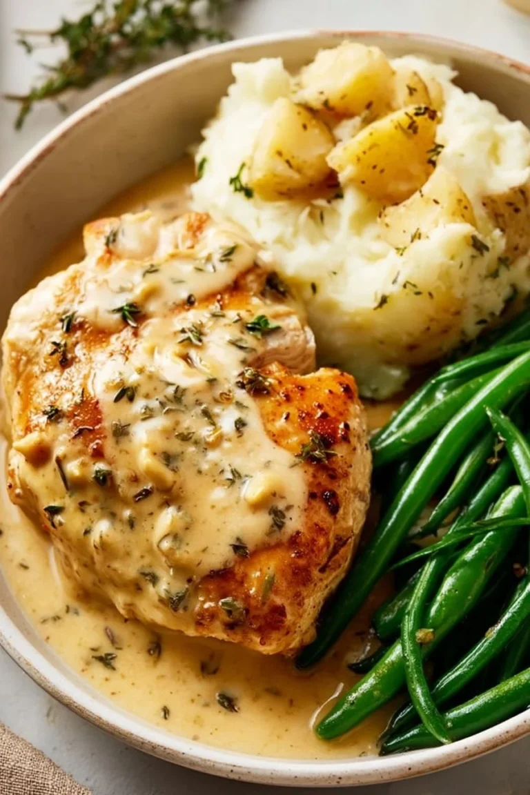 Creamy ranch chicken breast dish garnished and ready to serve