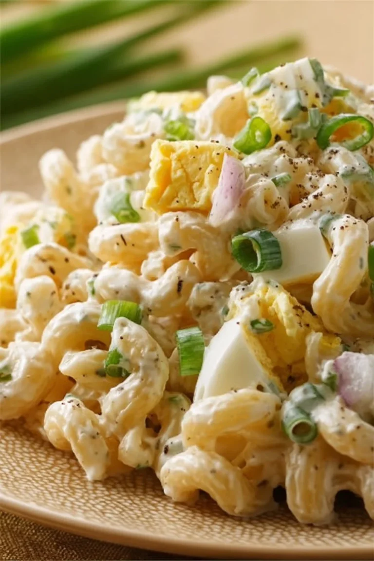 Creamy ranch egg macaroni salad in a serving bowl