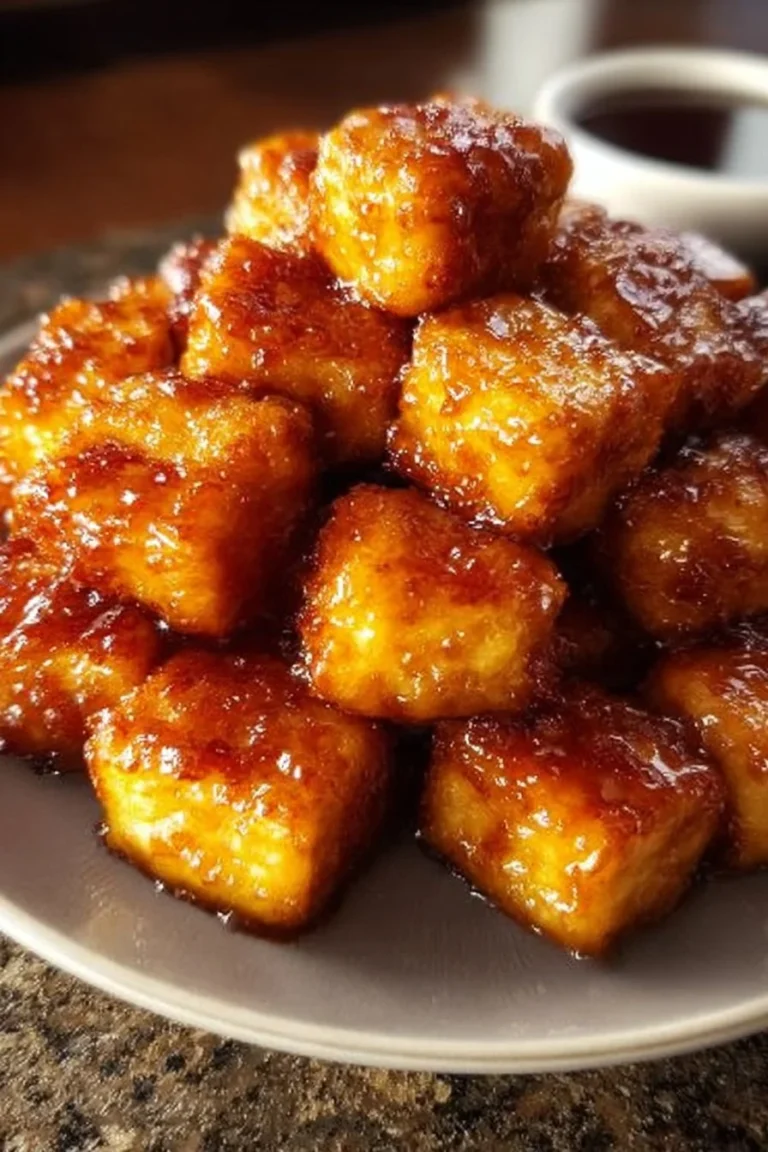 Crispy air fryer tofu served with dipping sauce on a plate
