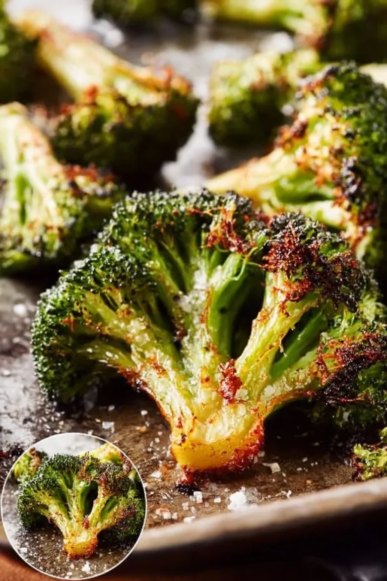 Crispy Lemon Parmesan Broccoli garnished with lemon zest and parmesan cheese