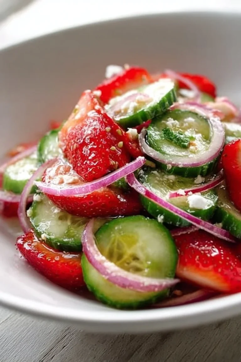 Cucumber Strawberry Salad with fresh ingredients in a bowl