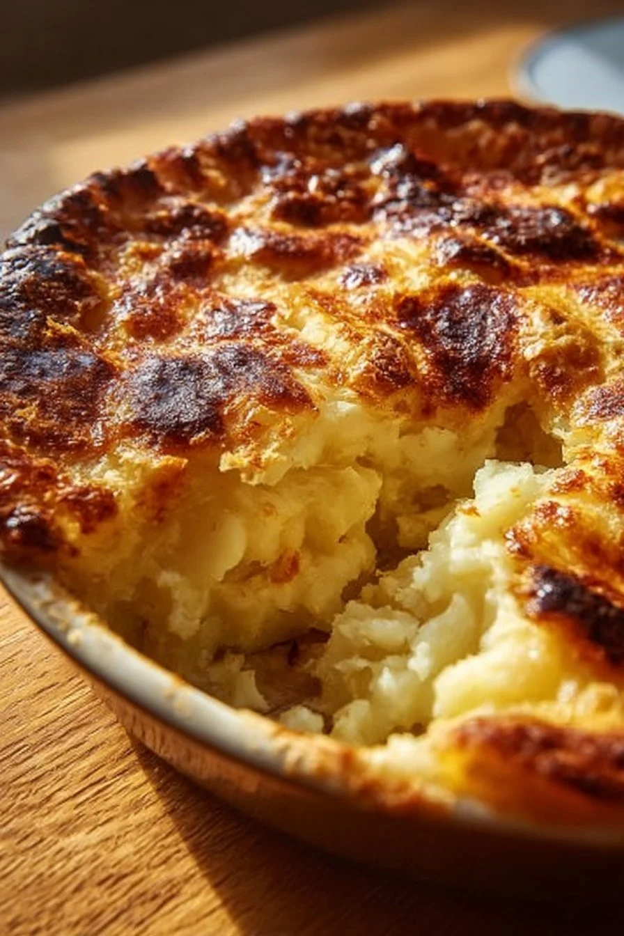Creamy Irish Potato Pie served with fresh herbs and spices