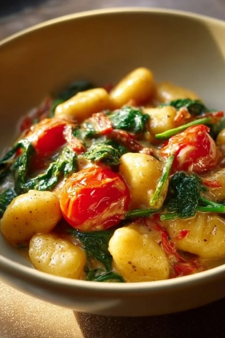 Plate of delicious homemade Tuscan gnocchi garnished with herbs