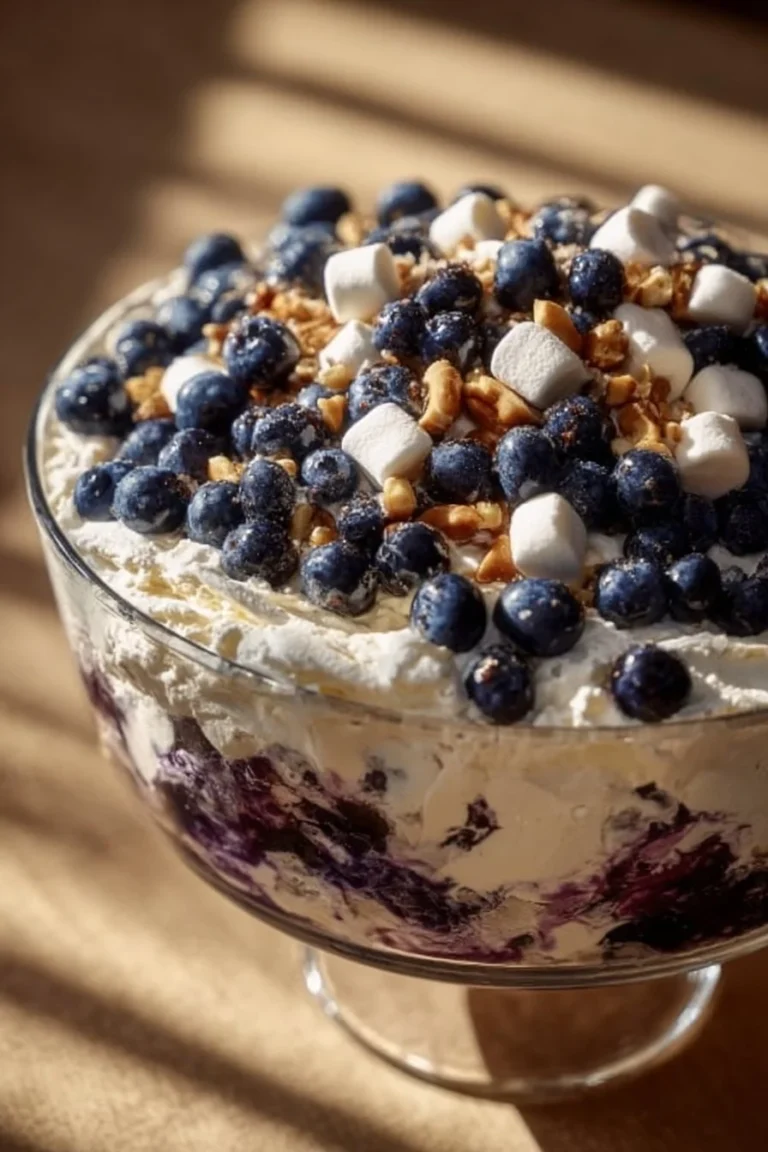 Delicious blueberry fluff salad perfect for summer gatherings and light desserts.