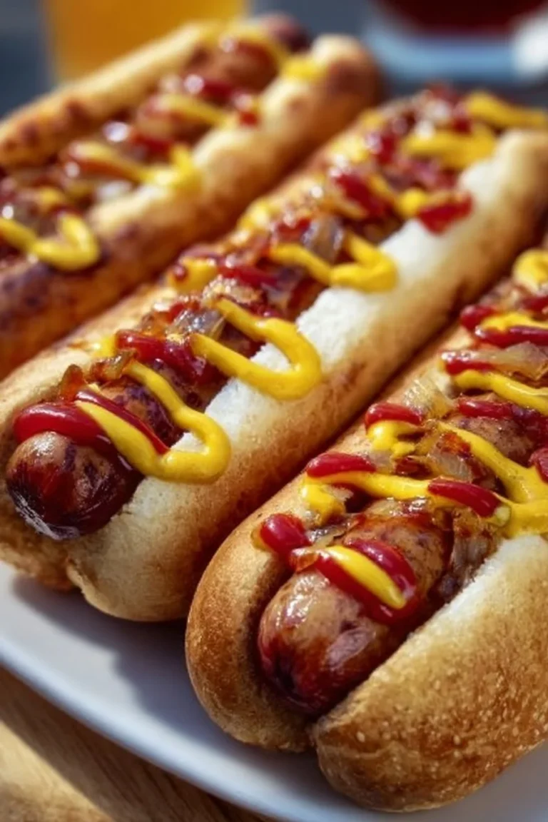 A platter of delicious oven baked hot dogs topped with condiments