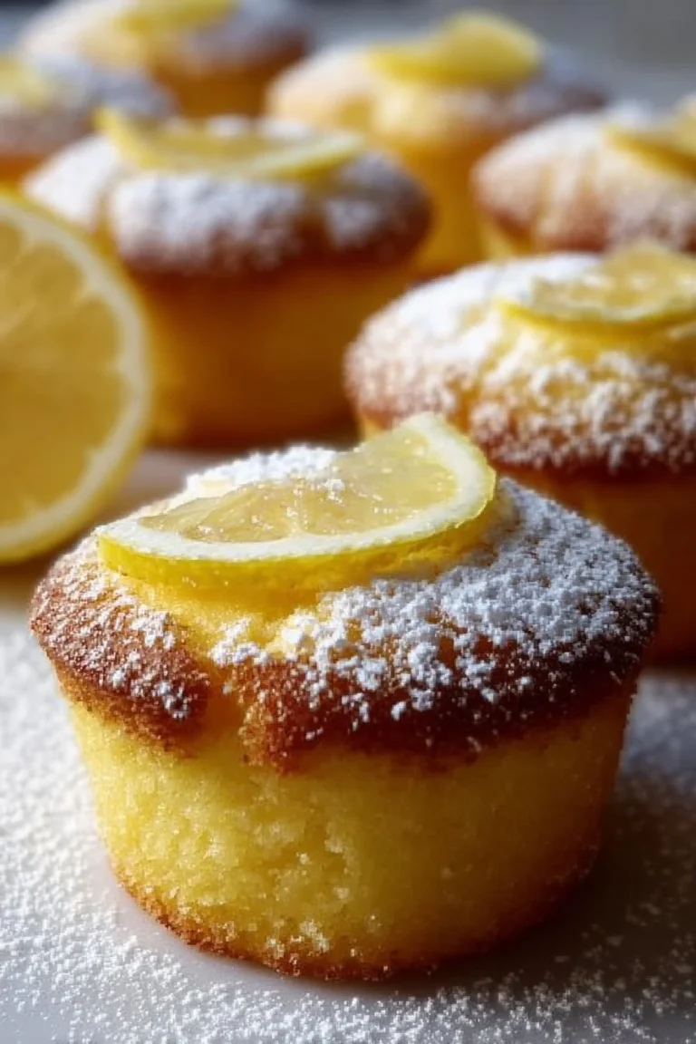 Deliciously zesty mini lemon cakes on a decorative plate