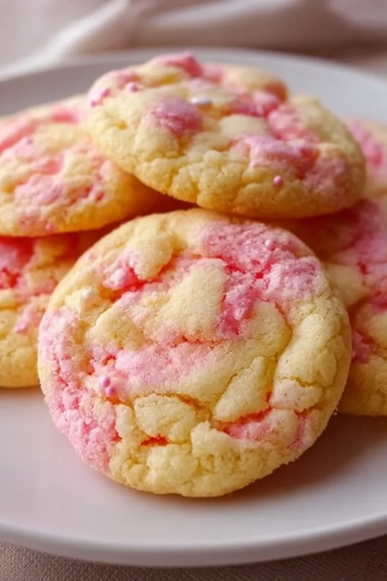 Delicious cotton candy cookies with colorful sprinkles on a plate